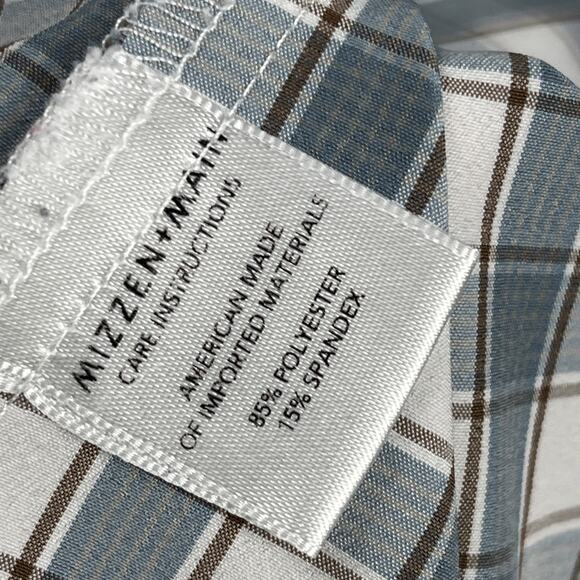 Mizzen Main Shirt Mens M Gray Check Leeward Classic No Tuck Button Prep Stretch - Picture 4 of 9